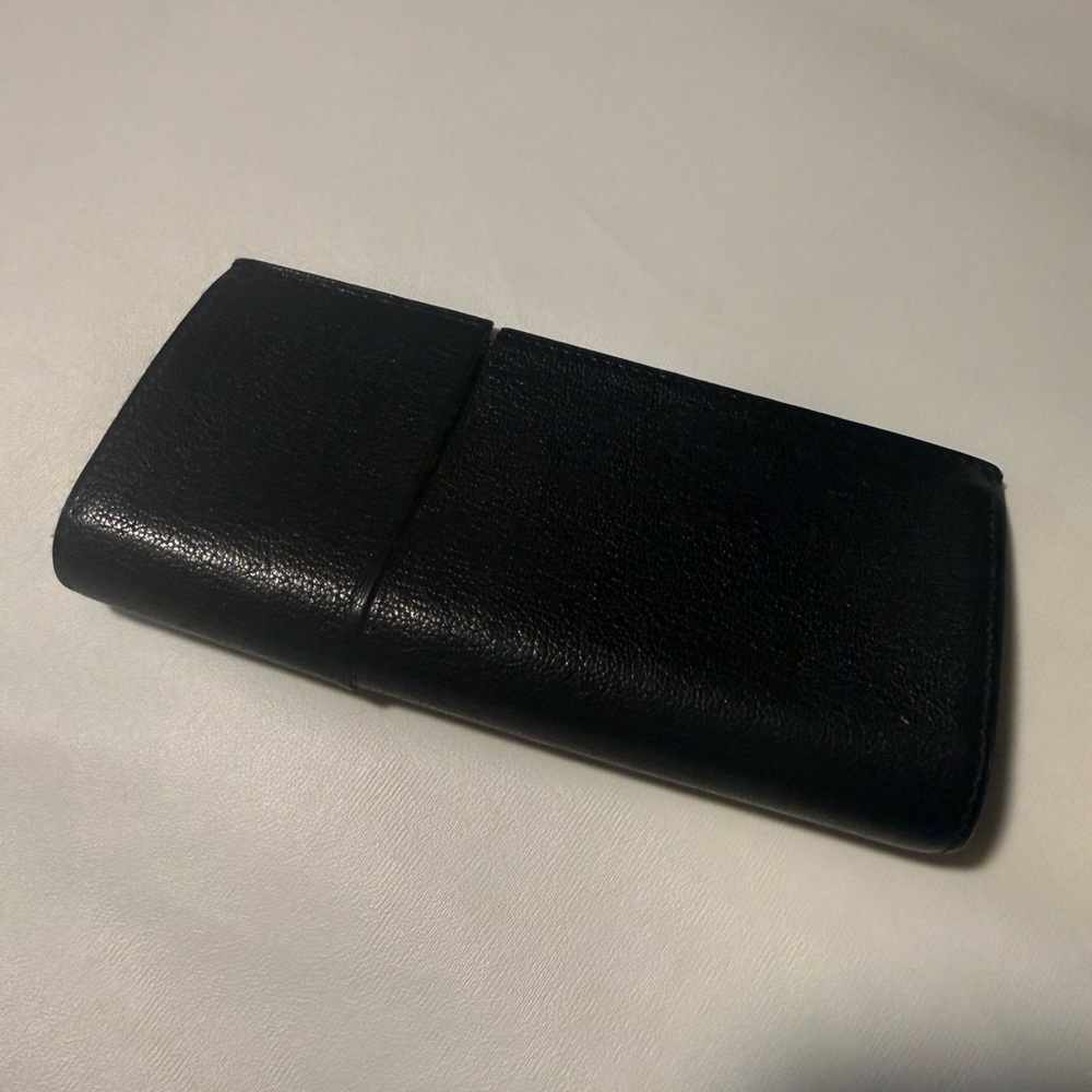 Hermes Black Leather Glasses Case